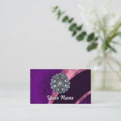 Lila Damast u. Kristall Visitenkarte (Stehend Vorderseite)
