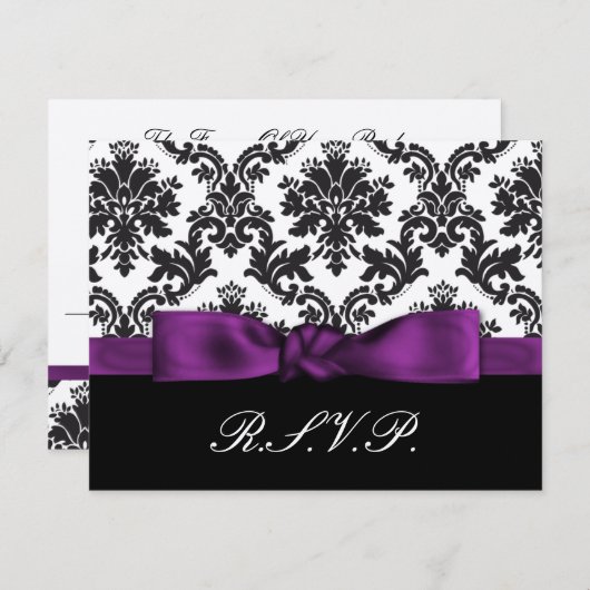 lila Damast-uAwg RSVP Karte (Vorne/Hinten)