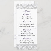 lila Damastenheiratskarte Menükarte (Vorne/Hinten)