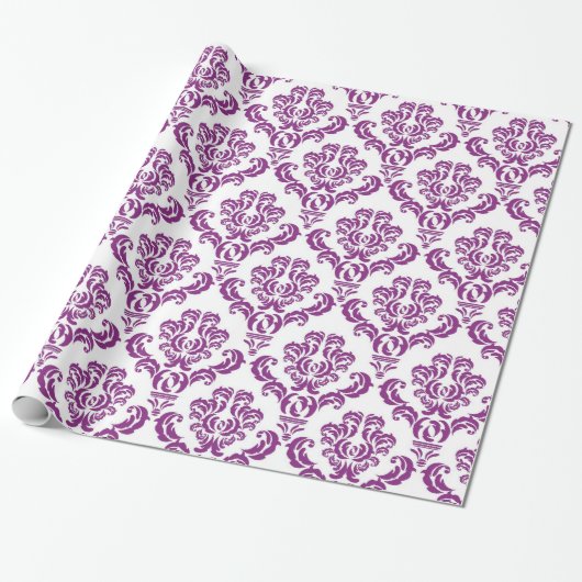Lila Damastmuster Geschenkpapier (Ungerollt)