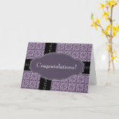 Lila Damaststich-Glückwunschkarte Karte (Gelbe Blume)