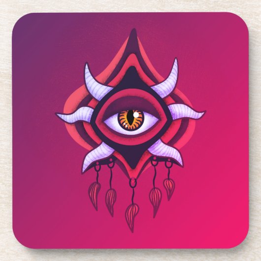 Lila Dämonenauge - Kunst des gotischen Okkultismus Getränkeuntersetzer (Vorderseite)
