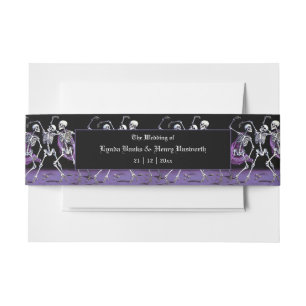 Lila Dancing Skeletons Gothic Wedding Einladungsbanderole