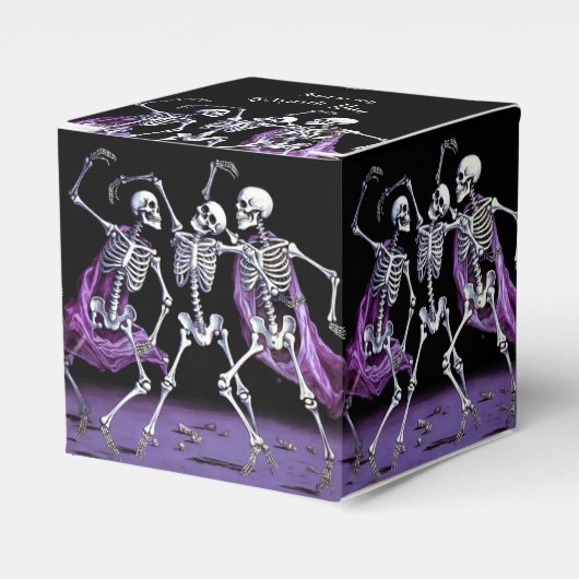 Lila Dancing Skeletons Gothic Wedding Geschenkschachtel (Vorderseite)