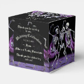Lila Dancing Skeletons Gothic Wedding Geschenkschachtel (Rückseite)