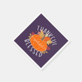 Lila dankbarer, gesegneter Erntedank fällt Serviette (Ecke)