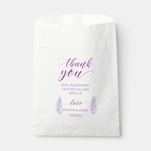 lila danke Gastgeschenk Hochzeit Tasche Geschenktütchen (Vorderseite)