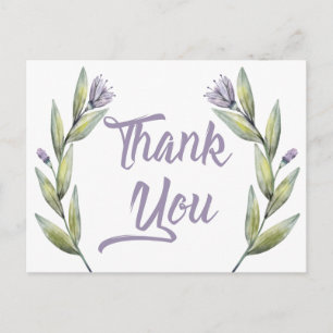 Lila danke Ihnen Blumengrün-Blätter Postkarte