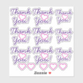 Lila "Danke!", Pink Heart Shape Stickers Aufkleber (Blatt)