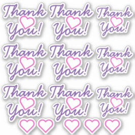 Lila "Danke!", Pink Heart Shape Stickers Aufkleber
