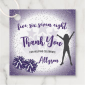 Lila Dankeschön an die Geburtstagspartei Geschenkanhänger (Vorderseite)