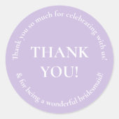 Lila Dankeschön Gastgeschenk Hochzeit Aufkleber (Vorderseite)