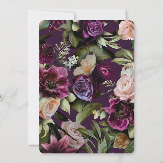 Lila Dark Moody Elegante Probe-Dinner Einladung (Rückseite)