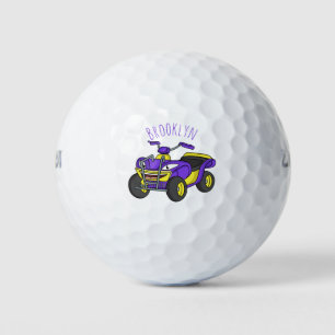 Lila Darstellung des Cartoon von Quad Golfball