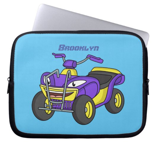 Lila Darstellung des Cartoon von Quad Laptopschutzhülle (Vorderseite)