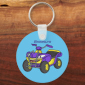 Lila Darstellung des Cartoon von Quad Schlüsselanhänger (Vorderseite)