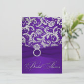 Lila das DRUCKband, silbernes Brautparty laden ein Einladung (Stehend Vorderseite)