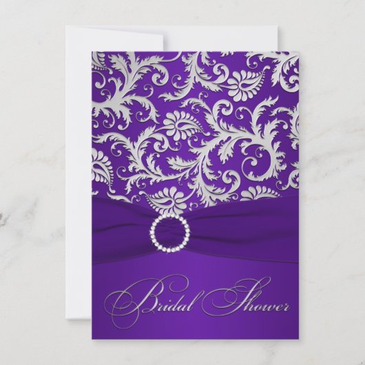 Lila das DRUCKband, silbernes Brautparty laden ein Einladung (Vorderseite)