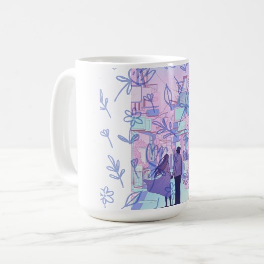 Lila Datum Kaffeetasse (Vorderseite Links)