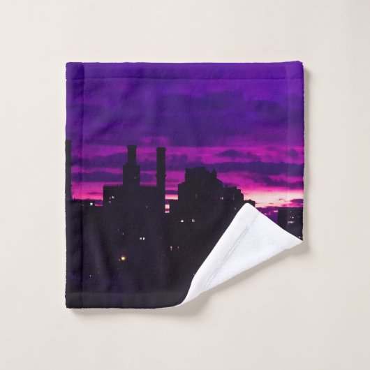 Lila Dawn NYC Skyline Badhandtuch Set (Waschlappen)
