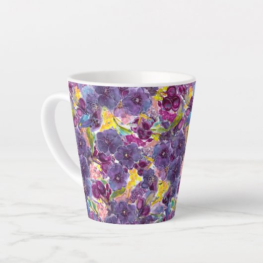 Lila Daze Watercolor Moderne Tasse (Linke Ecke)