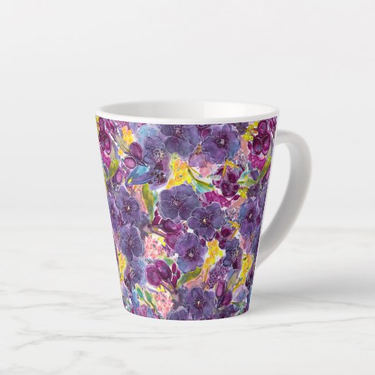 Lila Daze Watercolor Moderne Tasse (Rechte Ecke)