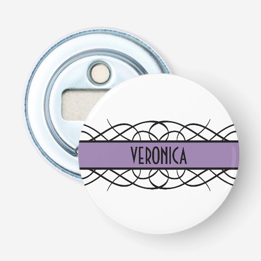 Lila Deko Blüh Button Flaschenöffner (Vorderseite)