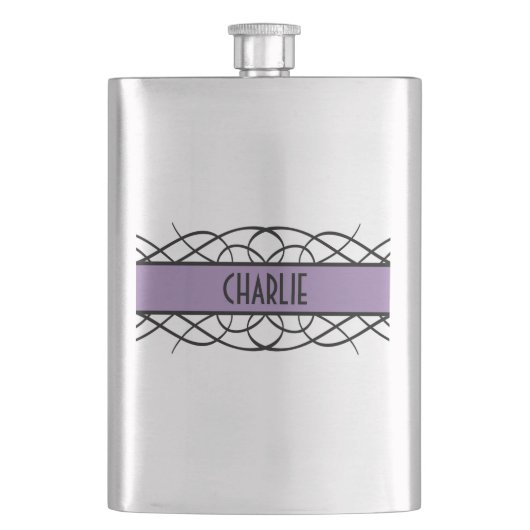 Lila Deko Blühte Flask Flachmann (Vorderseite)