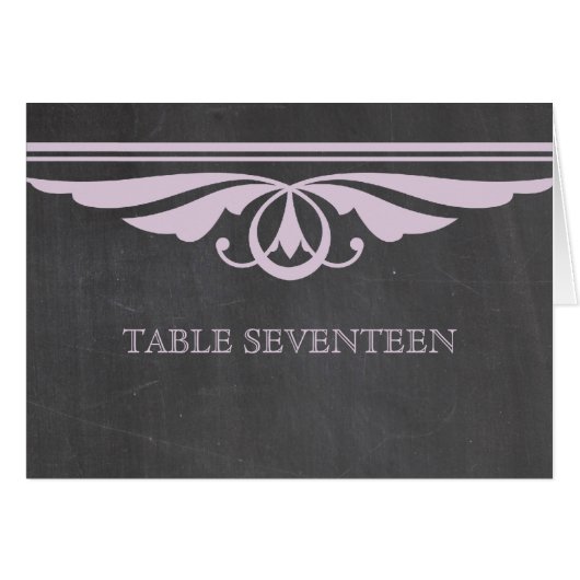 Lila Deko-Chalkboard-Tischnummer (Vorderseite (Horizontal))