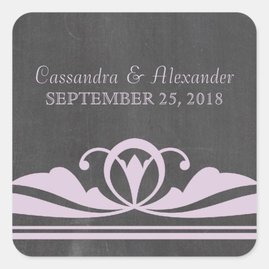 Lila Deko Chalkboard Wedding Stickers (Vorderseite)