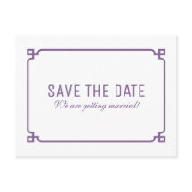 Lila Deko Chic Save the Date Postkarte