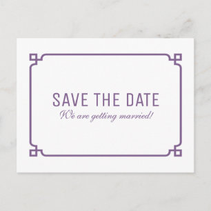 Lila Deko Chic Save the Date Postkarte