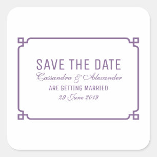 Lila Deko Chic Save the Date Quadratischer Aufkleber