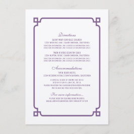 Lila Deko Chic Wedding Info Card Begleitkarte