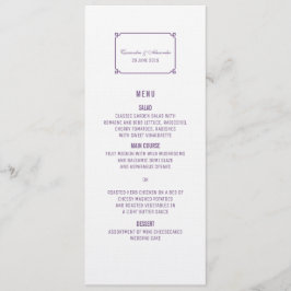 Lila Deko Chic Wedding Menu Menükarte