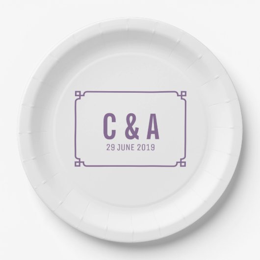 Lila Deko Chic Wedding Pappteller (Vorderseite)