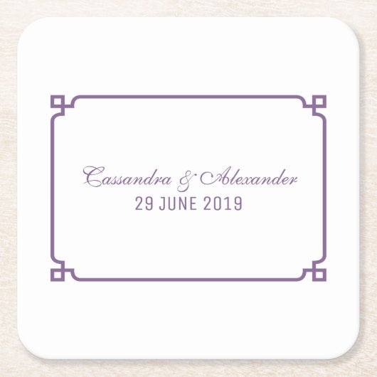 Lila Deko Chic Wedding Rechteckiger Pappuntersetzer (Vorderseite)