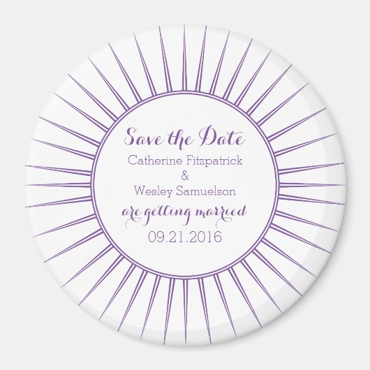 Lila Deko Retro Save the Date Magnet (Vorne)