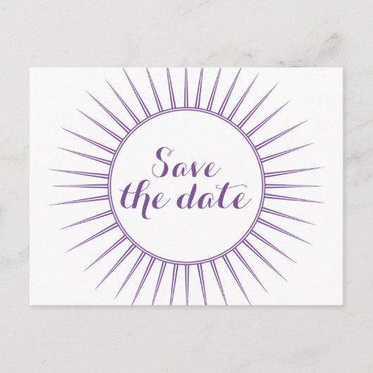 Lila Deko Retro Save the Date Postkarte (Vorderseite)