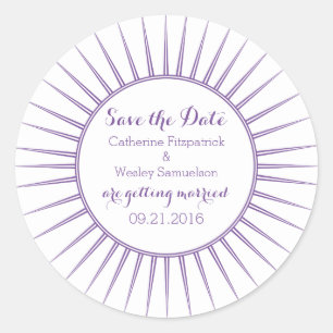Lila Deko Retro Save the Date Stickers