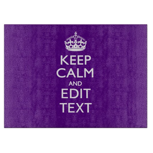 Lila Dekoration Behalte Ruhe und Text Schneidebrett (Vorderseite)