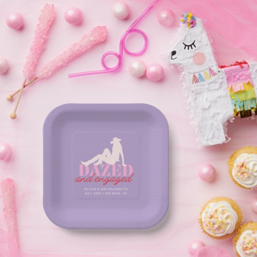 Lila Dekoration und Verlobter Junggeselinnen-Absch Pappteller (Party)