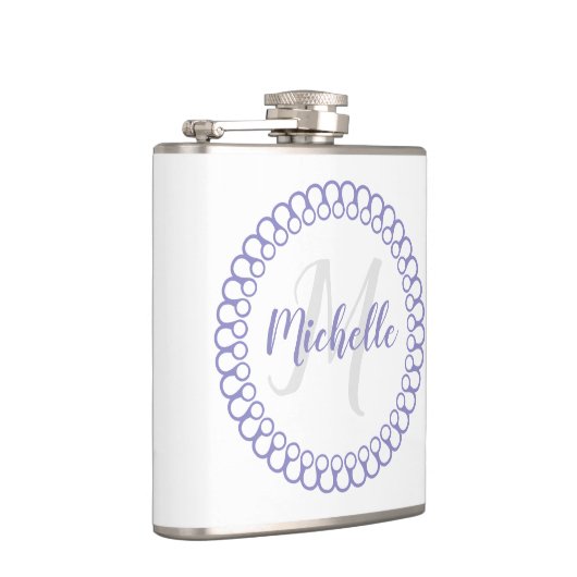 Lila dekorativer Circle Monogram Flask Flachmann (Rechts)