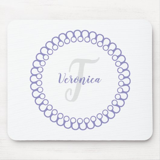 Lila dekoratives Circle Monogram Mouse Pad Mousepad (Vorne)