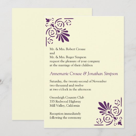 Lila Dekos - Einladung (Vorne/Hinten)