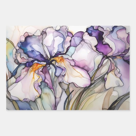 Lila Dekoupage aus Hartglas Iris Geschenkpapier Set (Vorderseite)