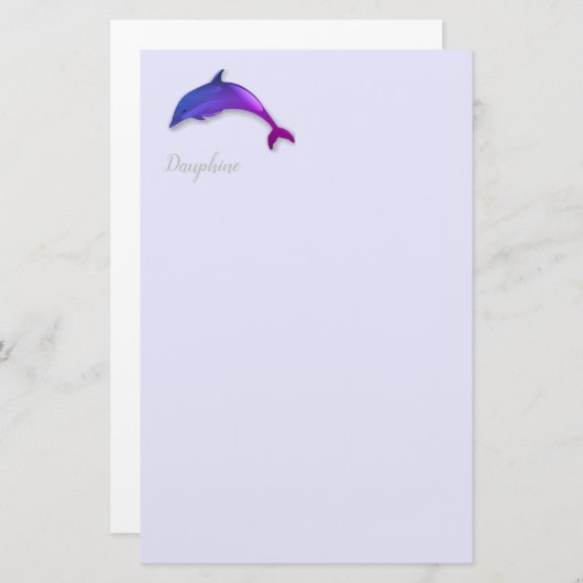 lila Delphin in der Lavendel Briefpapier (Vorne/Hinten)