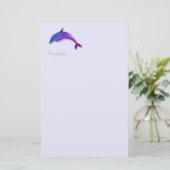 lila Delphin in der Lavendel Briefpapier (Stehend Vorderseite)