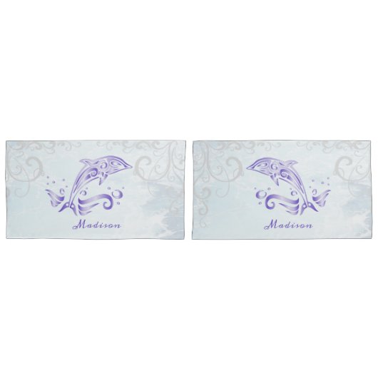 Lila Delphin Personalisiert Pillow Case Kissenbezug (Vorderseite-Set)