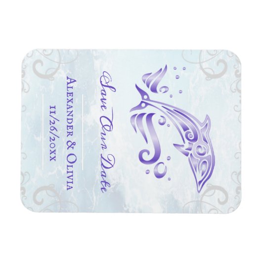 Lila Delphin speichert das Datumsfenster Magnet (Horizontal)